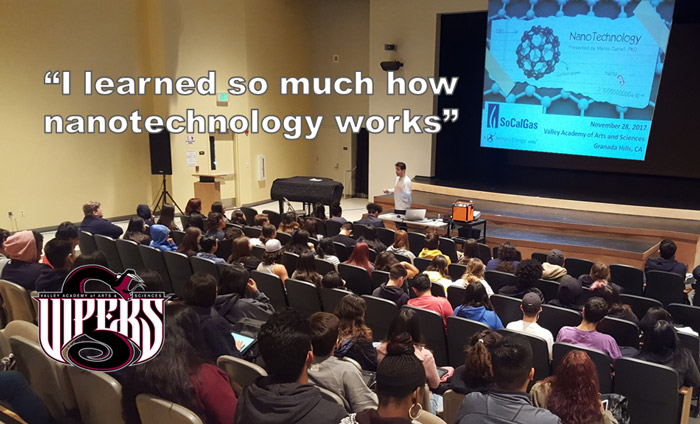 Omni Nano presented its Discover Nanotechnology Workshops to 160 students at the Valley Academy of Arts and Sciences.
