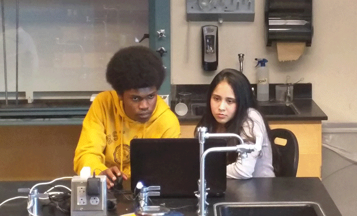 West LA College students remotely operating a Scanning Electron Microscope located at Penn State during their nanotechnology class.
