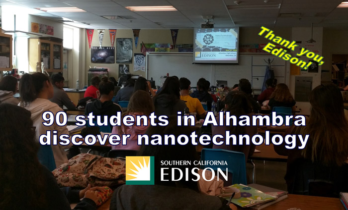 Today, Omni Nano presented its Discover Nanotechnology Workshops to 90 students at Alhambra High School.